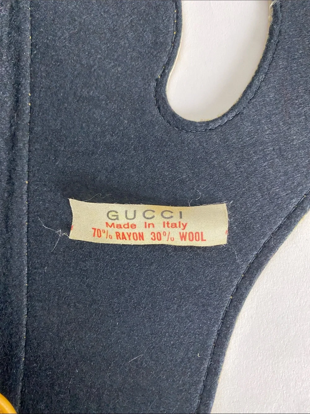 Vintage GUCCI Black Felt Wool Faux Leather Crest Tote Dust Bag